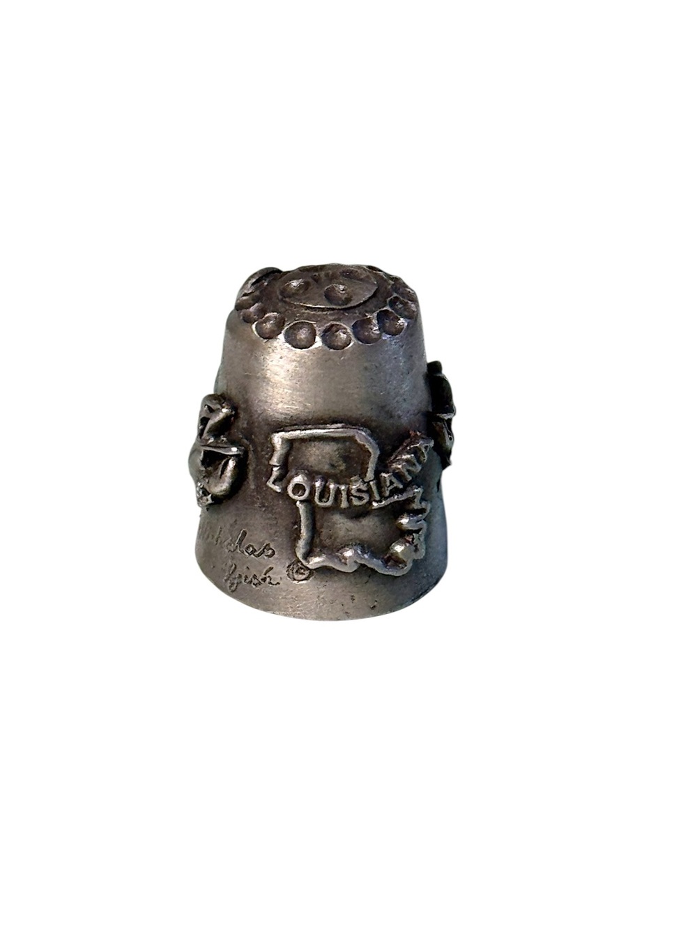 Nicholas Gish 70’s Vintage Pewter Louisiana Crawfish Pelican Thimble Signed 🦄